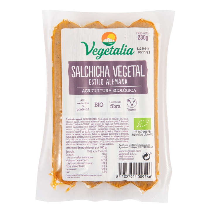 Salsitxa vegana estil Alemana 230g VEGETALIA