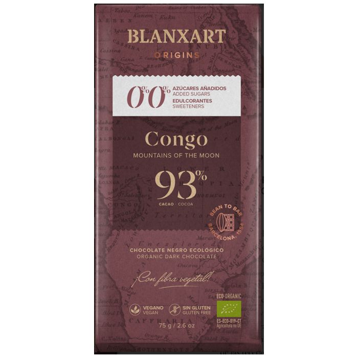 Xocolata 0% sucres 93% CONGO 75g BLANXART